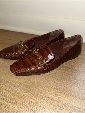 Vince Camuto crocodile slip on loafers